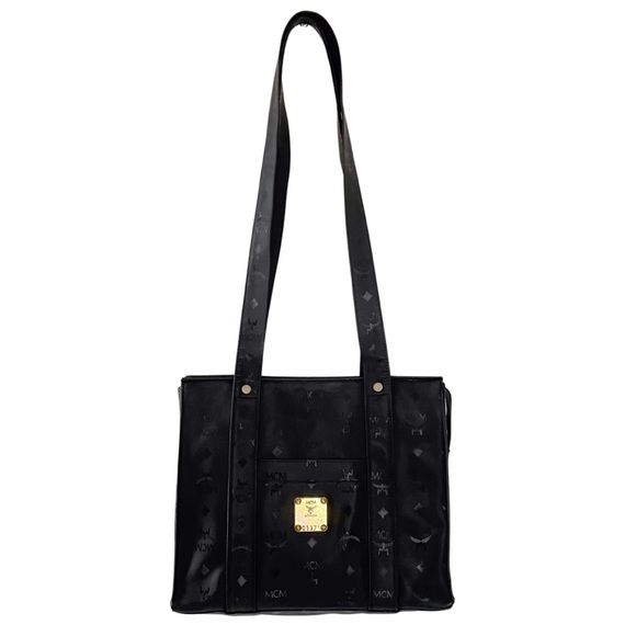 MCM vintage black visetos canvas shoulder bag - Picture 2 of 11